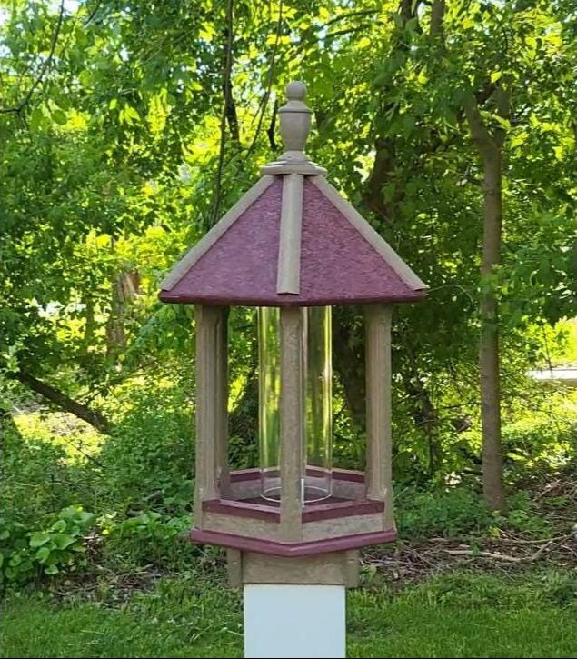 Bird feeder, Amish handmade, bird lovers, primitive, rustic, poly bird feeder, premium feeding tube, bird sanctuary, weather-resistant