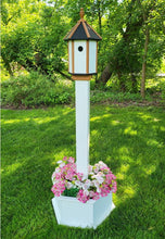 Load image into Gallery viewer, Birdhouse + Post &amp; Planter Kit - White - Planter/Post Set- Amish Handmade - Bird Lovers - Flowers - Outdoor Décor
