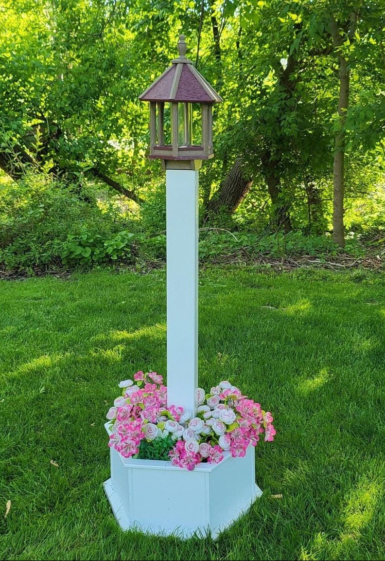 planter kit, planter, poly planter, post + planter, bird lovers, bird shelter, rustic, poly lumber, post mount, Bird feeder, Amish handmade, bird lovers, primitive, rustic, poly bird feeder, premium feeding tube, bird sanctuary, weather-resistant