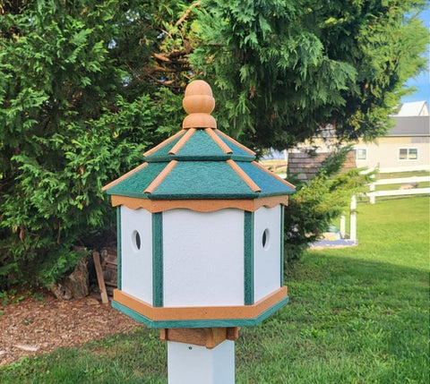 Bird House Poly Amish Made Gazebo Birdhouse 3 Holes with 3 Nesting Compartments - Post Not Included