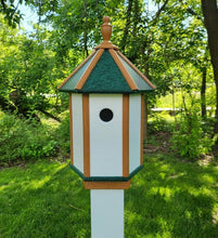 Load image into Gallery viewer, Amish Handmade, Birdhouse, bird lovers, bird shelter, rustic, poly lumber, post mount, 1 nesting compartment, Primitive birdhouse, feather friends
