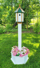 Load image into Gallery viewer, Amish Handmade, Birdhouse, planter kit, planter, poly planter, post + planter, bird lovers, bird shelter, rustic, poly lumber, post mount, 1 nesting compartment, Primitive birdhouse, feather friends
