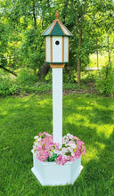 Load image into Gallery viewer, Amish Handmade, Birdhouse, planter kit, planter, poly planter, post + planter, bird lovers, bird shelter, rustic, poly lumber, post mount, 1 nesting compartment, Primitive birdhouse, feather friends
