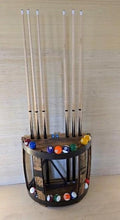 Load image into Gallery viewer, Pool cue rack, barrel stave, whiskey barrel, pool rack, billiards, Amish Handmade, Vintage, Pool Table, snoker, Display, Primitive
