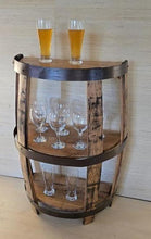 Load image into Gallery viewer, Barrel Wine Cabinet - End Table - Amish Handmade - Liquor Cabinet - Glass Holder - Pantry Whiskey Barrel - Display - Vintage - Glass Rack
