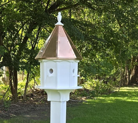 Bird House With Copper Roof Amish Handmade, Extra Large With 8 Nesting Compartments, Weather Resistant Birdhouses, Bird Lovers, Poly