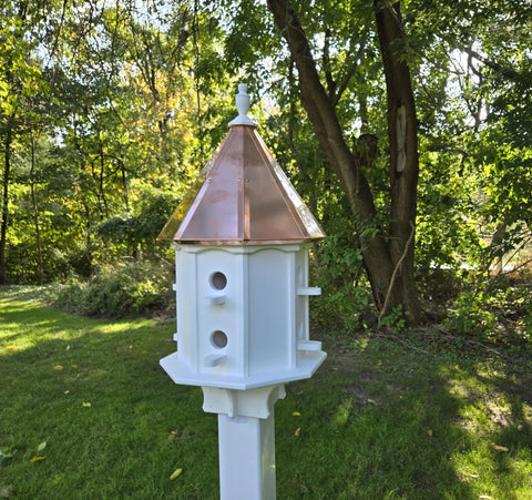 Bird House With Copper Roof Amish Handmade, Extra Large With 8 Nesting Compartments, Weather Resistant Birdhouses, Bird Lovers, Poly