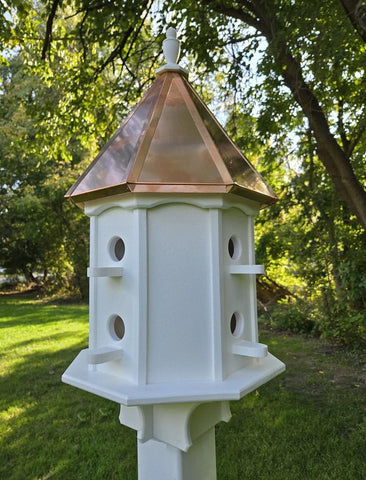 Bird House With Copper Roof Amish Handmade, Extra Large With 8 Nesting Compartments, Weather Resistant Birdhouses, Bird Lovers, Poly