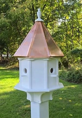 Bird House With Copper Roof Amish Handmade, Extra Large With 8 Nesting Compartments, Weather Resistant Birdhouses, Bird Lovers, Poly