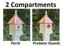 Load image into Gallery viewer, 4 Hole Birdhouse With Copper Roof Amish Handmade, Nesting, Weather Resistant Birdhouses, Bird Lovers, Poly
