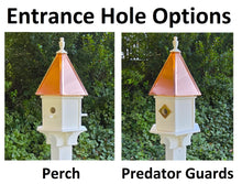 Load image into Gallery viewer, 3 Hole Bird House With Copper Roof Amish Handmade, Nesting Compartments, Weather Resistant Birdhouses, Bird Lovers, Poly
