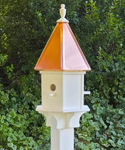 Load image into Gallery viewer, Copper roof birdhouse, weather-resistant, 8 nesting compartments. poly, bird lovers, bird sanctuary, perch
