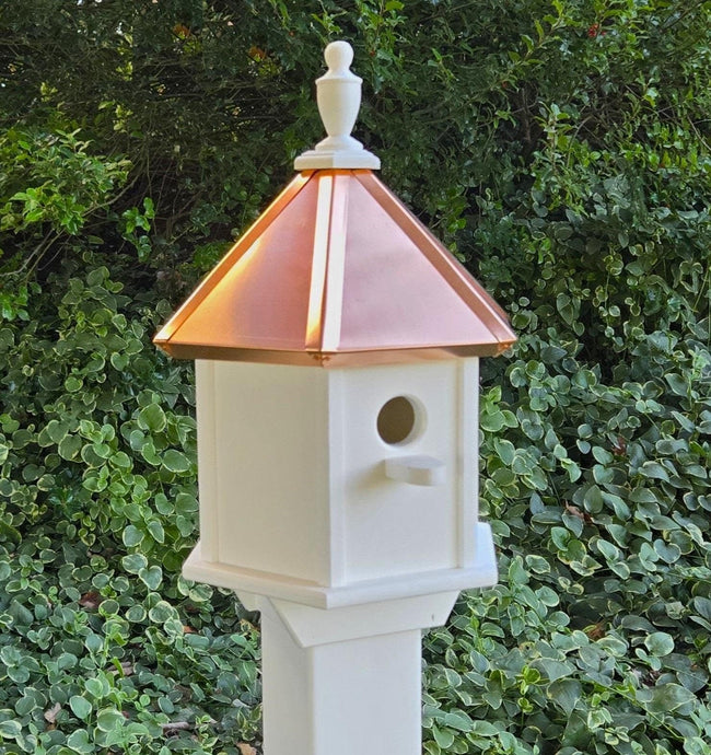 Copper roof birdhouse, weather-resistant, 8 nesting compartments. poly, bird lovers, bird sanctuary, perch