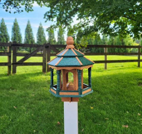 Weather Resistant Gazebo Bird Feeder - Amish Handmade - Poly Lumber - Large Feeding Opening - Medium/Large - Bird Feeder For Outdoors