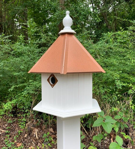 Birdhouse, PVC, copper color, bird lovers, amish handmade, 4 x 4 post, easy installation, birds sanctuary