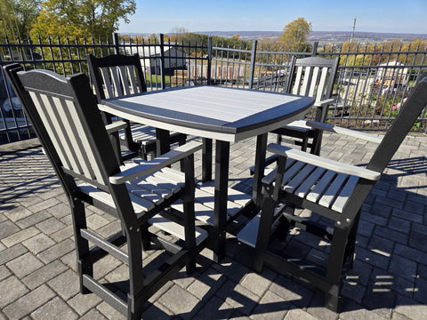 Amish Handmade Patio Set - 4 Footrest Chairs and Table - Adirondack - Pub Table - Outdoor Dining Table Set - Amish Chair Set - Furniture Set