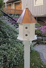 Load image into Gallery viewer, Copper roof birdhouse, weather-resistant, 8 nesting compartments. poly, bird lovers, bird sanctuary, perch
