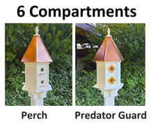 Load image into Gallery viewer, 4 Hole Birdhouse With Copper Roof Amish Handmade, Nesting, Weather Resistant Birdhouses, Bird Lovers, Poly
