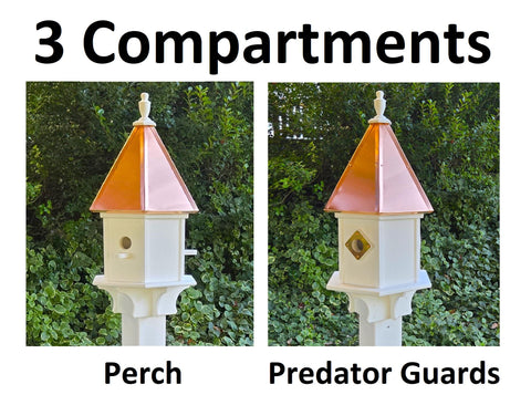 Copper Birdhouse Handmade Large With 8 Nesting Compartments Weather Resistant Birdhouses, Predator Guards, Poly, Bird Lovers