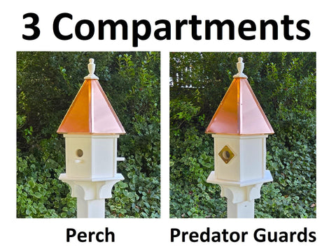 2 Hole Bird House With Copper Roof Amish Handmade, Nesting Compartments, Weather Resistant Birdhouses, Bird Lovers, Poly