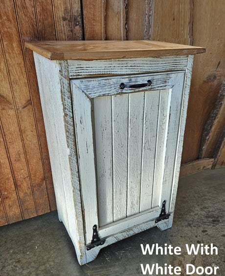 Tiltout Trash Can, Recycling Bin, Wood Storage Cabinet Amish Handmade, Garbage Can