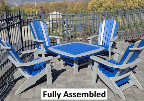 Amish Handmade Patio Set - 4 Footrest Chairs and Table - Adirondack - Pub Table - Outdoor Dining Table Set - Amish Chair Set - Furniture Set