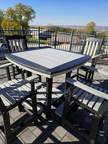 Amish Handmade Patio Set - 4 Footrest Chairs and Table - Adirondack - Pub Table - Outdoor Dining Table Set - Amish Chair Set - Furniture Set