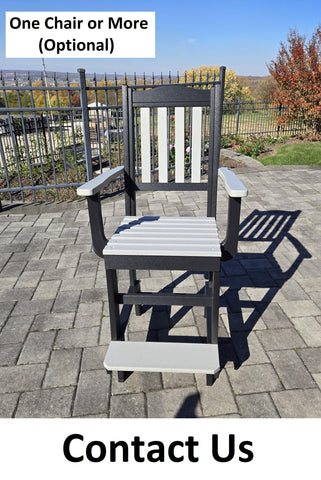 Amish Handmade Patio Set - 4 Footrest Chairs and Table - Adirondack - Pub Table - Outdoor Dining Table Set - Amish Chair Set - Furniture Set