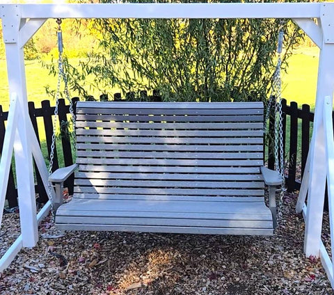 Amish Handmade Swing Bench - Patio Bench Swing - Large -  Upholstered - Outdoor Furniture - Swing Seats - Comfort - Backyard