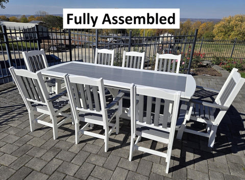 Amish Handmade Patio Set - Chair Set - Poly - Adirondack - Pub Chairs - Outdoor Furniture - Table Set - Dining Table - Outdoors - Backyard