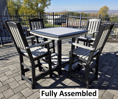 Amish Handmade Patio Set - 4 Footrest Chairs and Table - Adirondack - Pub Table - Outdoor Dining Table Set - Amish Chair Set - Furniture Set