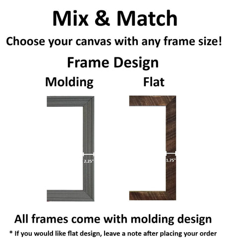 Canvas - Choose Your Color - Wall Art - Wooden Frame - Framed Antique Print - Amish Handmade - Farmhouse Decor - Housewarming Gift - 
