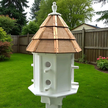 Amish Handmade Cedar Birdhouse – Large Decorative Outdoor Bird House with 2–8 Holes – Maintenance-Free Gift for Bird Lovers - Poly - Outdoor