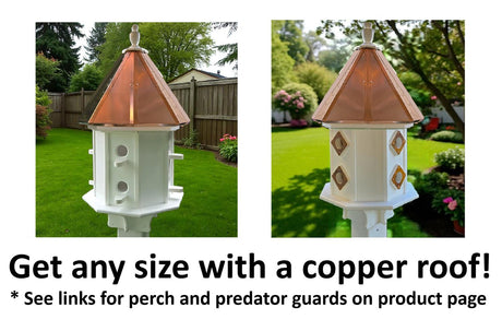 Amish Handmade Cedar Birdhouse – Large Decorative Outdoor Bird House with 2–8 Holes – Maintenance-Free Gift for Bird Lovers - Poly - Outdoor