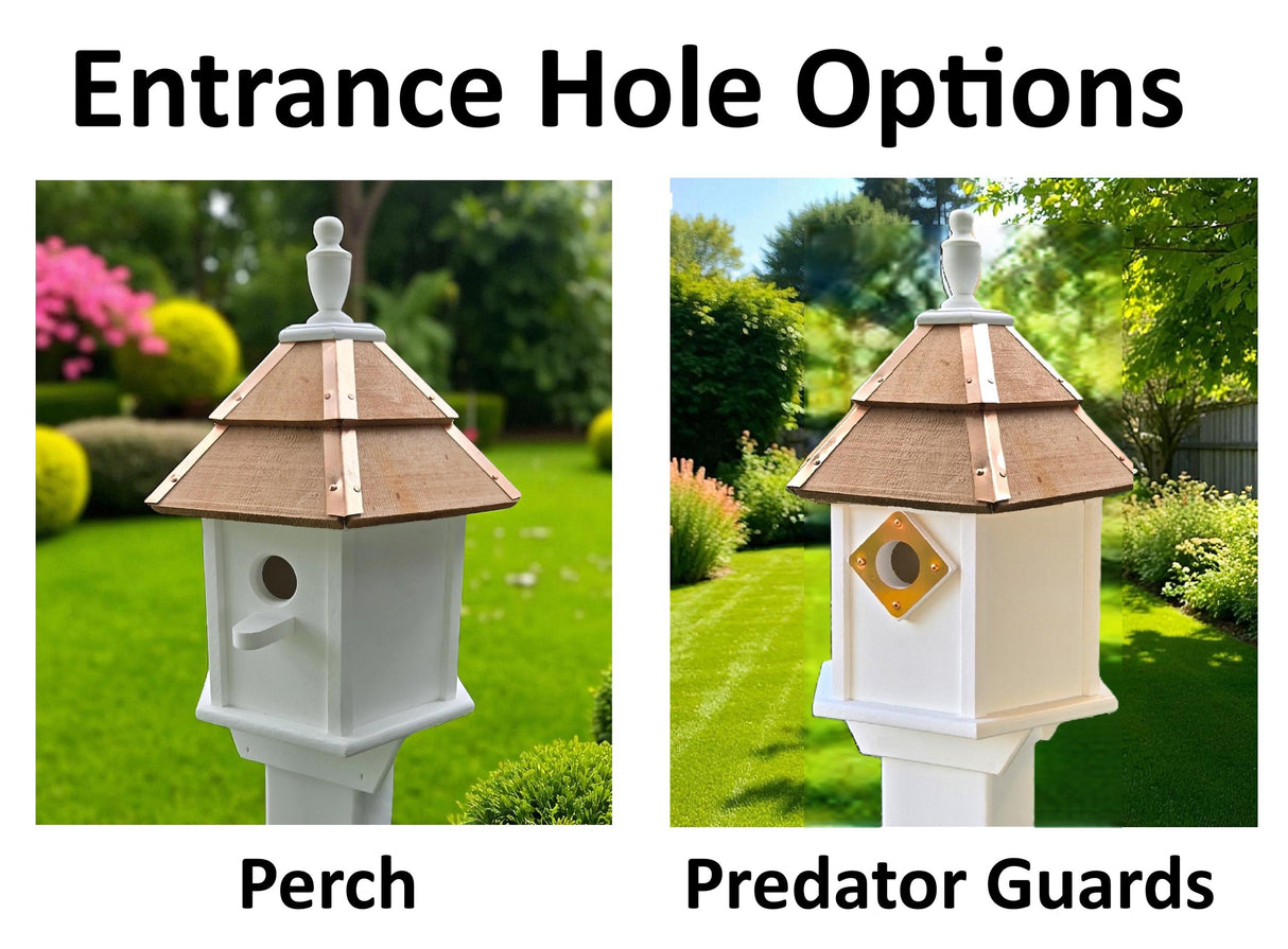 Amish Handmade Cedar Birdhouse – Small Decorative Outdoor Bird House with 2–8 Holes – Maintenance-Free Gift for Bird Lovers - Poly - Outdoor