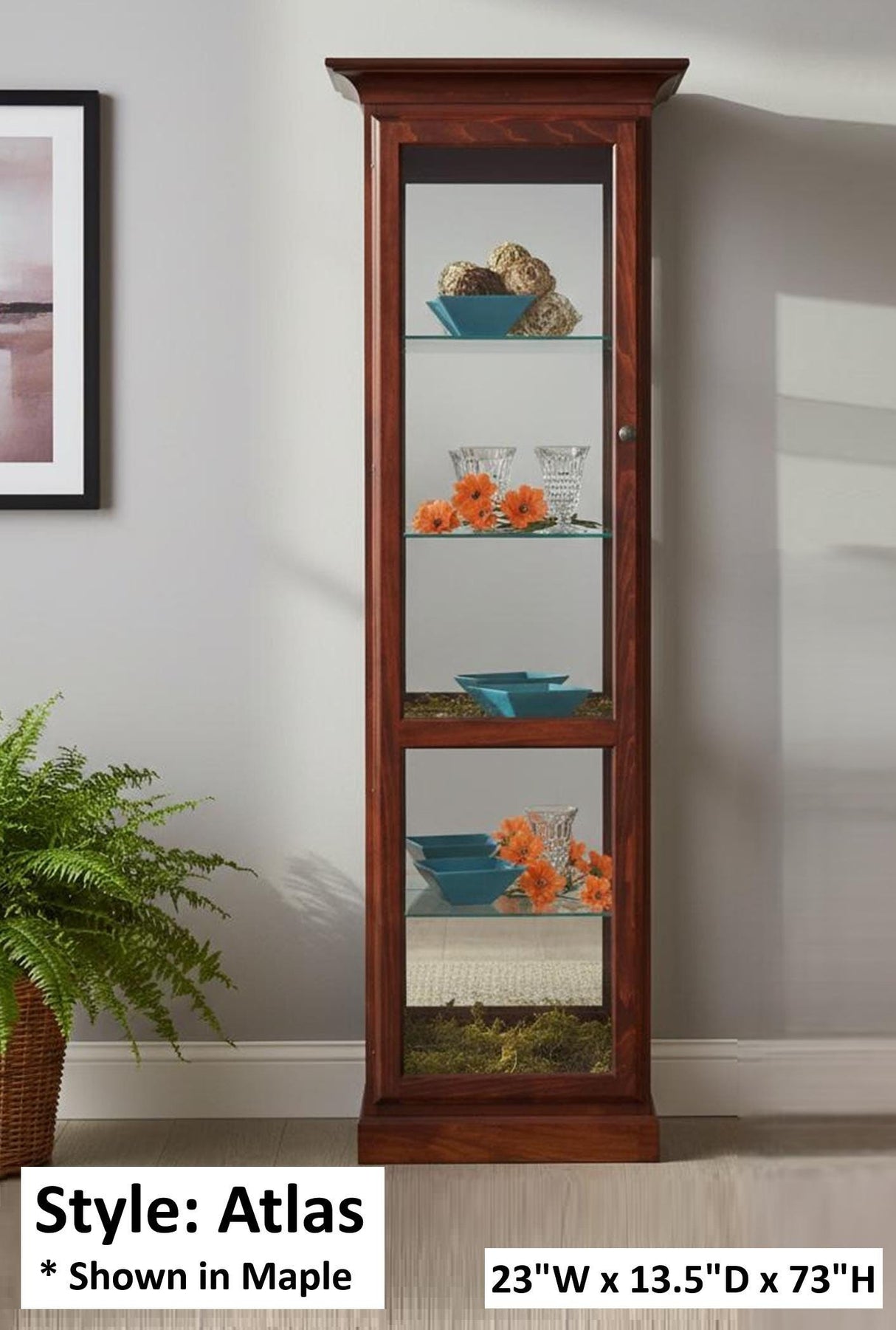 Amish Handmade Glass Cabinet - Glass Display Cabinet - Tall Curio Cabinet - China Display -Modern Home Decor - Multipurpose Cabinet - Rustic