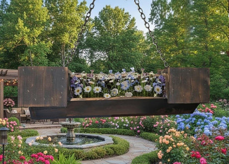 Amish Handmade Hanging Birdhouse + Planter Combo 2 Nesting Compartments Bird Lovers Rustic Birdhouse Flower Planter Outdoor Decor Garden