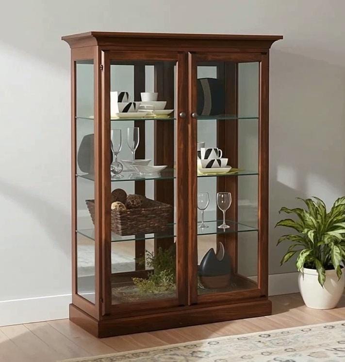 Amish Handmade Glass Cabinet - Glass Display Cabinet - Tall Curio Cabinet - China Display -Modern Home Decor - Multipurpose Cabinet - Rustic