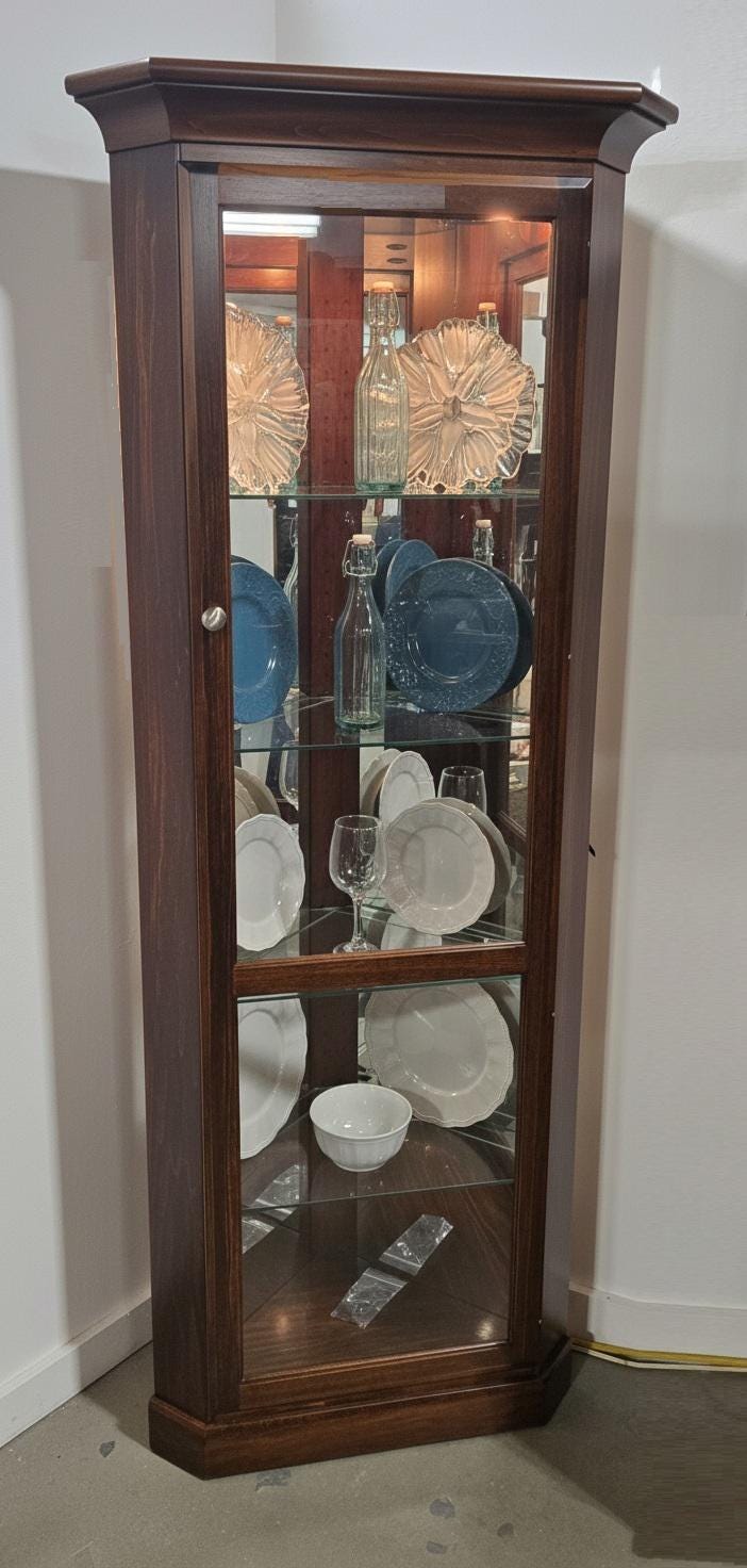 Amish Handmade Glass Cabinet - Display Cabinet - Tall Curio - China Display -Modern Home Decor - Multipurpose Cabinet - Rustic