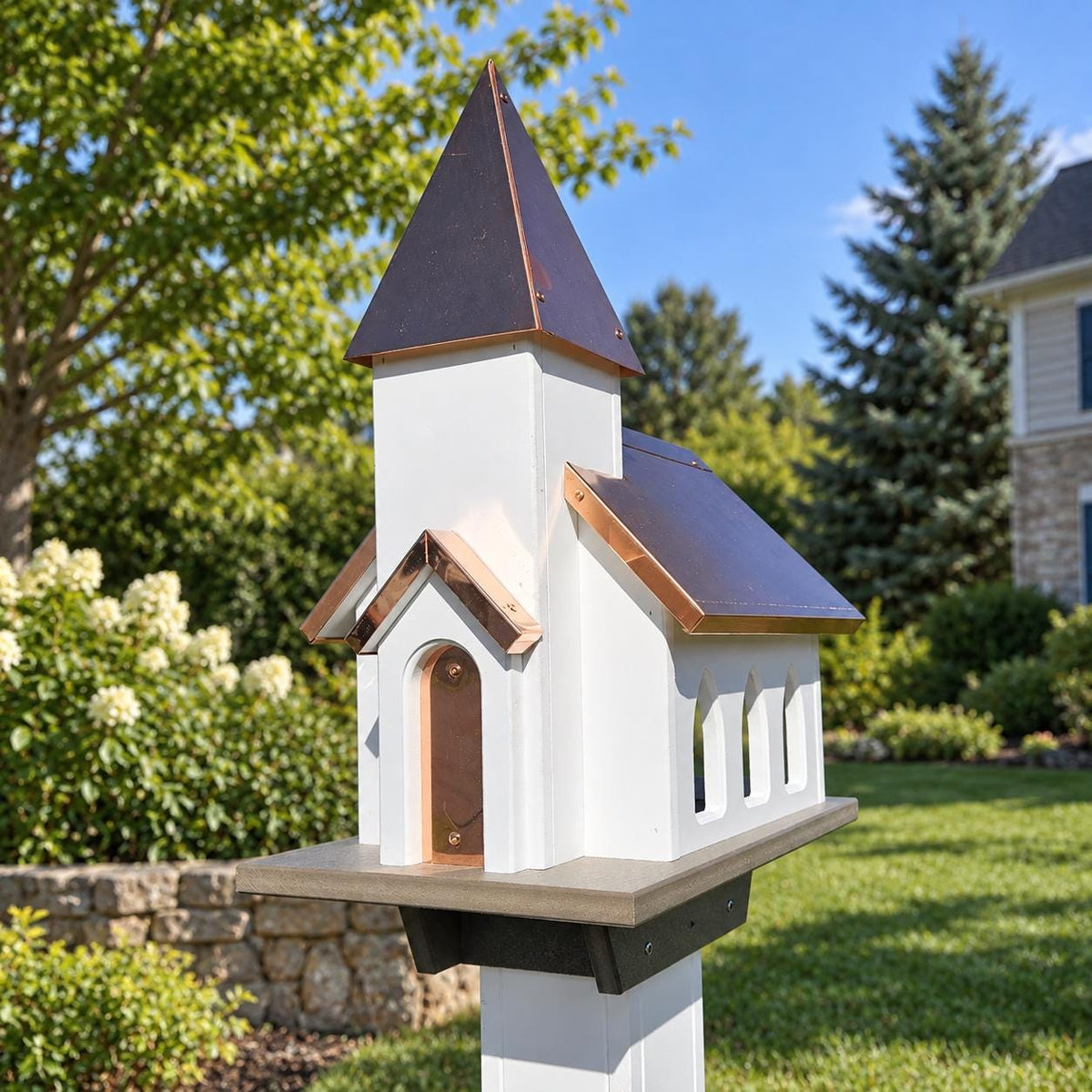 Chapel Bird Feeder, Amish Handmade, Copper Roof, Bird Lovers, Bird Watch, Patina Finish , Outdoor Decor, Backyard, Home Decor
