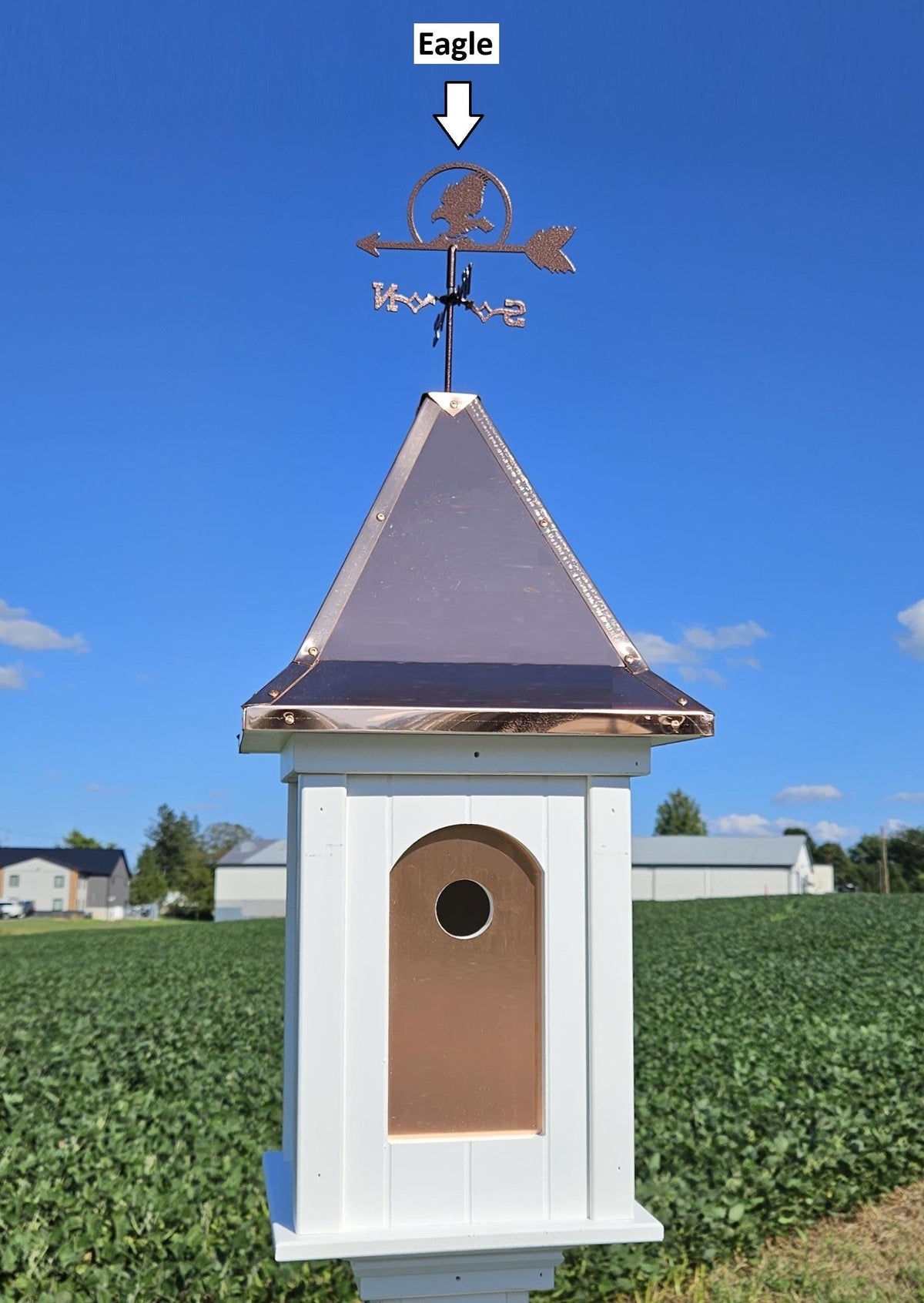 Birdhouse Copper Roof with Weathervane, 1 Nesting Compartment - Handmade for Bird Lovers - Amish Handcrafted - Outdoor Décor - Birds - Yard