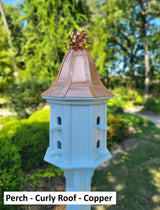 Extra Large Bird House With Copper Roof Handmade, Roof Styles, Octagon Shape, 8 Nesting Compartments, Copper, Patina, Guards/Perch Birdhouse