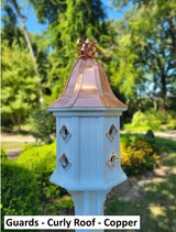 Extra Large Bird House With Copper Roof Handmade, Roof Styles, Octagon Shape, 8 Nesting Compartments, Copper, Patina, Guards/Perch Birdhouse