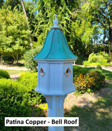 Birdhouse With Bell Copper Roof Handmade, Octagon Shape, Extra Large With 4 Nesting Compartments, Weather Resistant Birdhouses