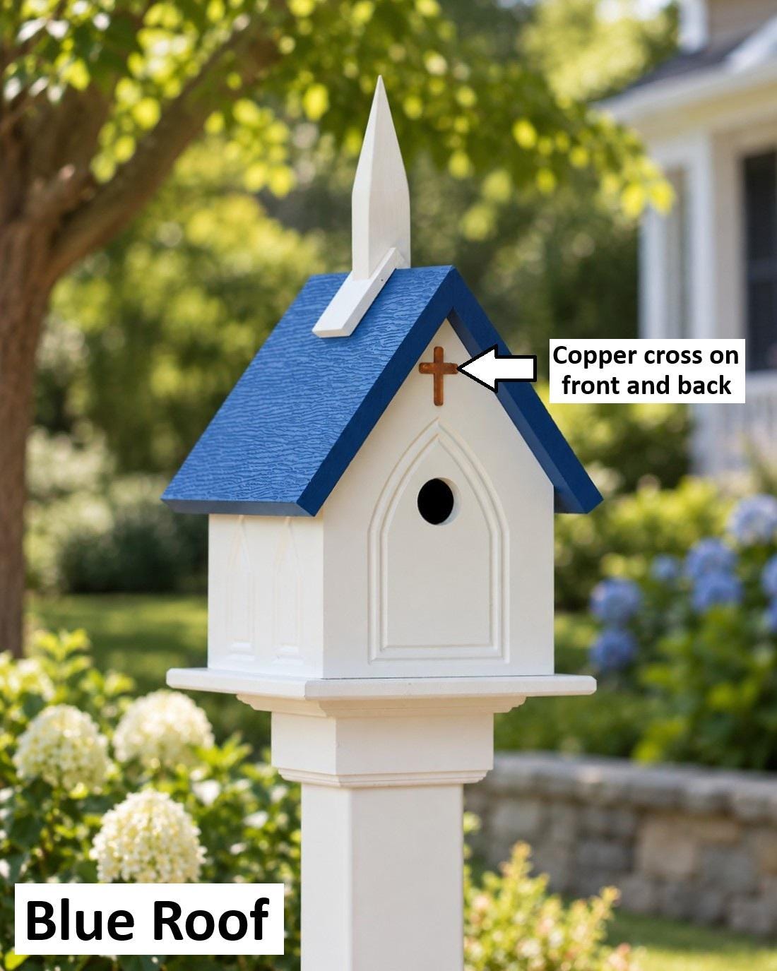 Church Bird House, US Handmade, Weather Resistant PVC, Bird Lovers, Bird Watch, Lawn and Garden , Outdoor Decor, Backyard, Home Decor, Birds