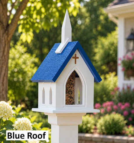 Church Bird Feeder, US Handmade, 1 Nesting Compartment Weather Resistant PVC, Bird Lovers, Yard Decor, Lawn and Garden, Backyard, Home Decor