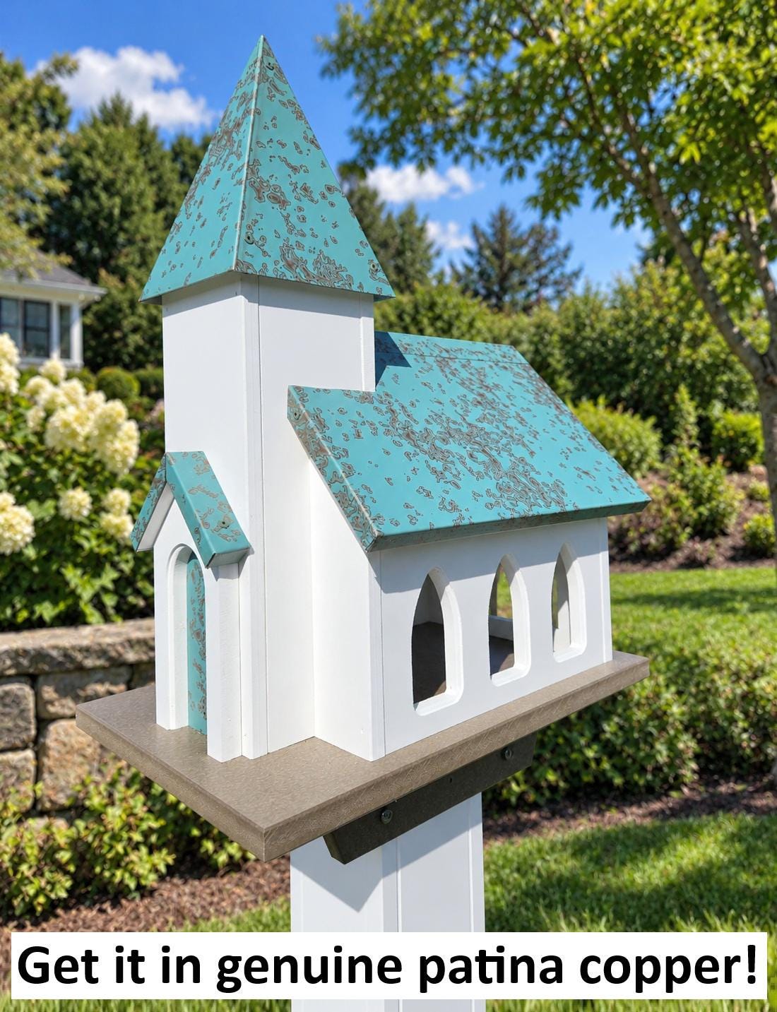 Chapel Bird Feeder, Amish Handmade, Copper Roof, Bird Lovers, Bird Watch, Patina Finish , Outdoor Decor, Backyard, Home Decor