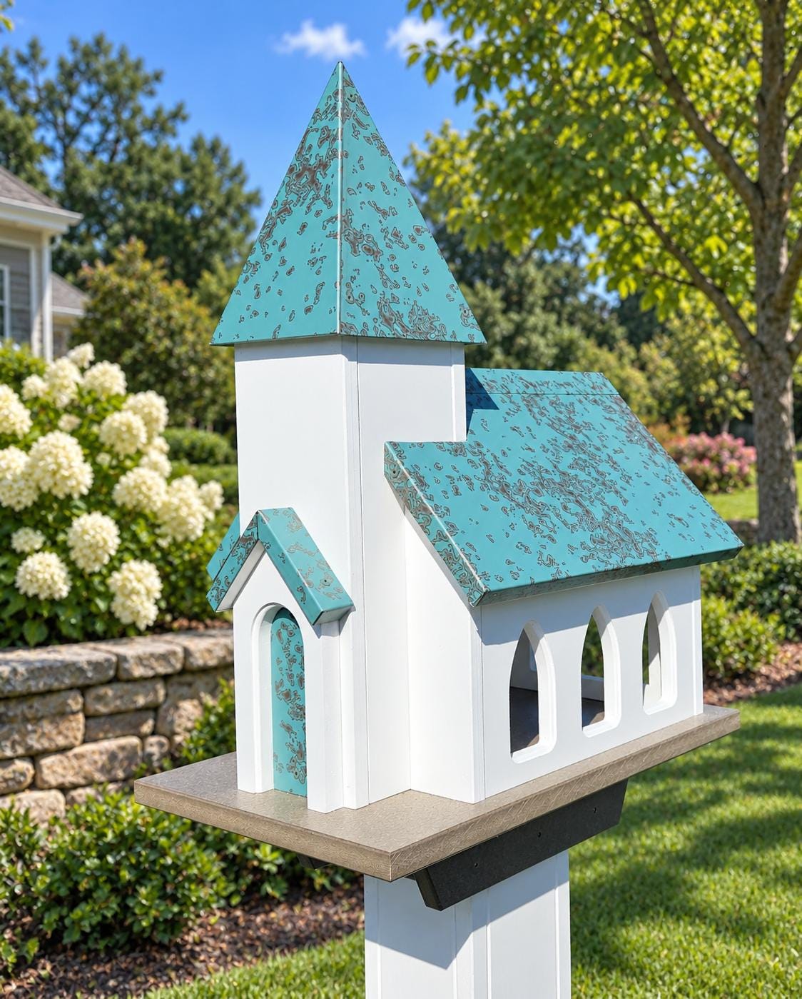 Chapel Bird Feeder, Amish Handmade, Copper Roof, Bird Lovers, Bird Watch, Patina Finish , Outdoor Decor, Backyard, Home Decor
