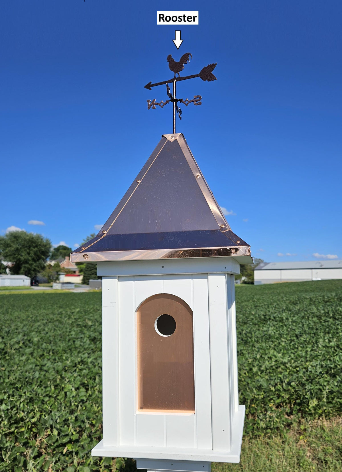Birdhouse Copper Roof with Weathervane, 1 Nesting Compartment - Handmade for Bird Lovers - Amish Handcrafted - Outdoor Décor - Birds - Yard