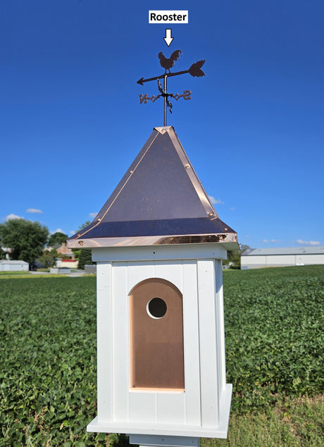Birdhouse Copper Roof with Weathervane, 1 Nesting Compartment - Handmade for Bird Lovers - Amish Handcrafted - Outdoor Décor - Birds - Yard